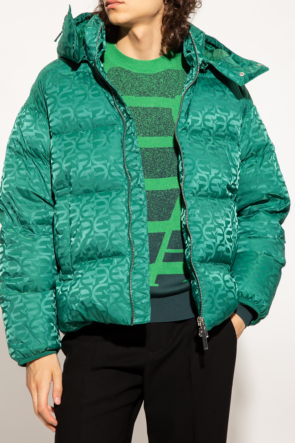 Green Monogrammed down jacket Emporio Armani - striped shirt